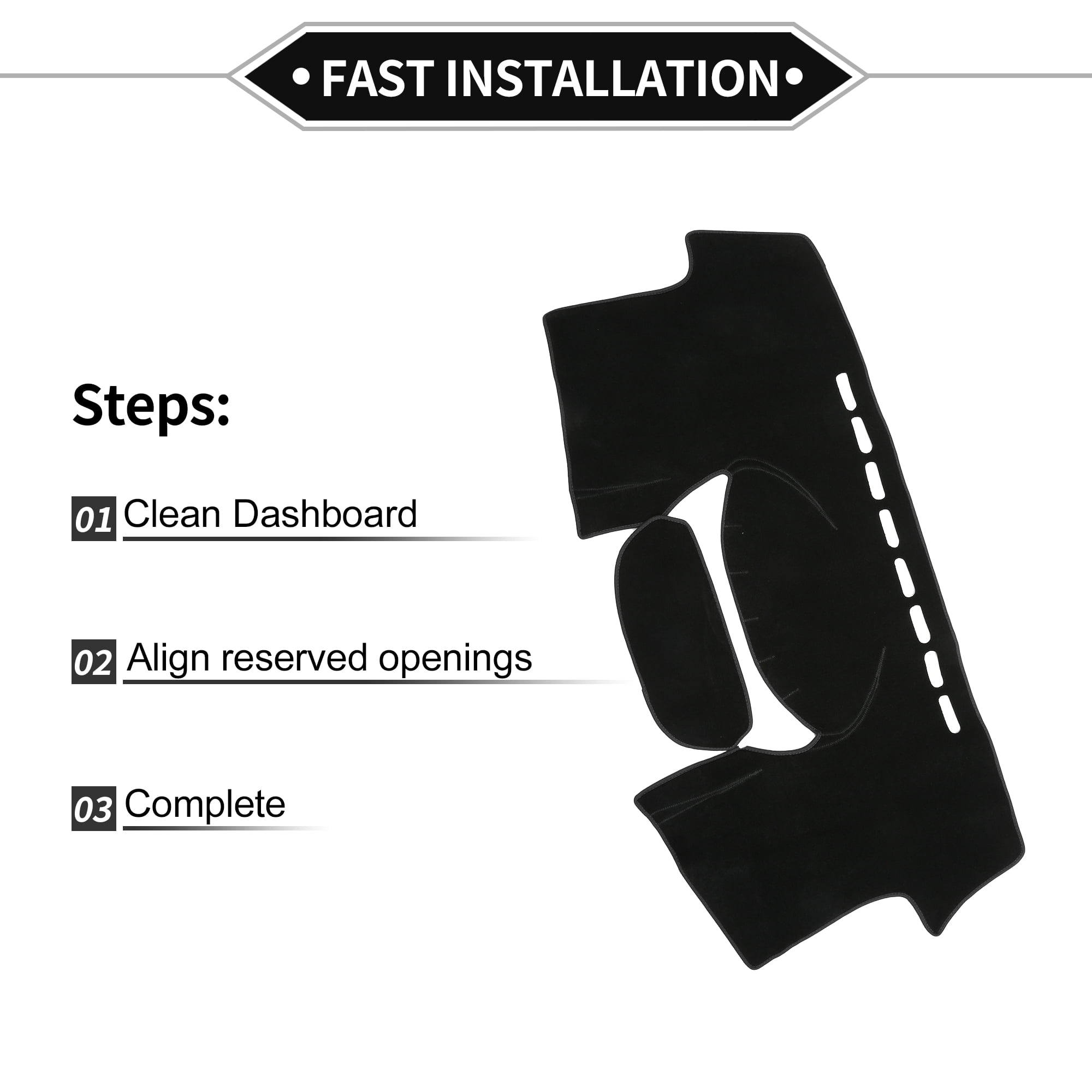 Unique Bargains Dash Cover Compatible for Toyota Yaris, Non-Slip Polyester Center Console Dashboard Cover Pad Carpet Black For TOYOTA YARIS 2004-2011