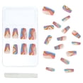 thumbnail image 2 of CC HOME Press On Nails - Amber Brown Glossy Long Coffin Nails with Salon UV Finish, Reusable Opaque Nails in 12 Sizes - 24 Nail Kit with Jelly Stickers, 2 of 6