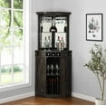 thumbnail image 6 of Home Source Corner Bar Unit with Two Glass Shelves, Built-in Wine Rack and Lower Cabinet, Charcoal, 6 of 6
