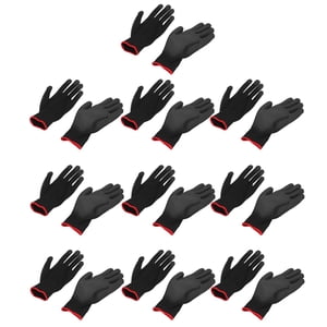 Work Gloves Men, Work Gloves Pack 10 Pairs Safety Work Gloves PU Coated Static Proof Nylon General Black with Red Edge for Lab, Electronic Workshop, Gardening