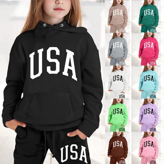 MuXiKeJi Clothes Toddler Girl Outfits Letter Print Long Sleeve Sport Hoodie Pullover Tops and Pants Winter Sweatsuit Clothing for Girl