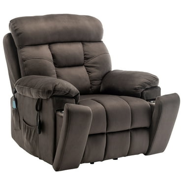 PAPROOS Oversized Electric Massage Lift Chair, Large Power Lift Recliner with Heat Therapy, Fabric Reclining Sofa with Remote, Hidden Cup Holder and Side Pocket for Elderly Seniors, Antique Brown