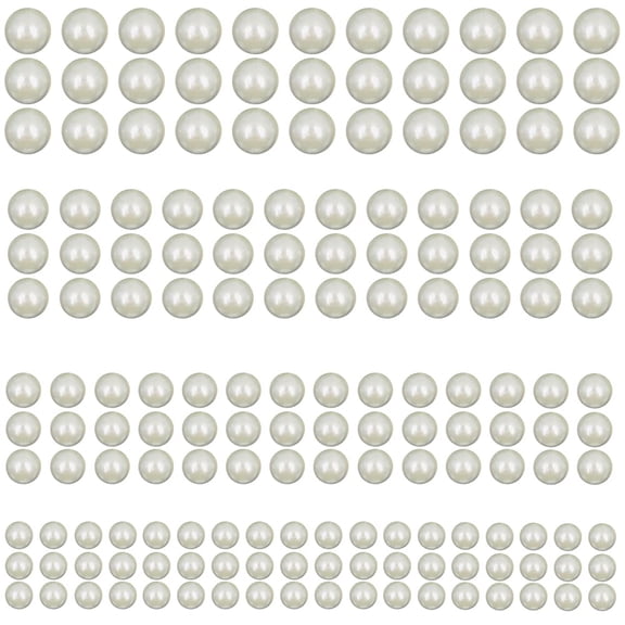 1320 Pieces Pearl Stickers, DaKuan 4 Size White Flat Back Pearls Sticker for Face Beauty Makeup Nail Art Cell Phone DIY Craft Home Decoration (3mm, 4mm,5mm ,6mm)