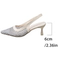 thumbnail image 4 of Miluxas Womens Lace Mesh Slingback Heels Closed Pointed Toe Wedding Pumps Kitten Heel Bridal Dress Shoes Beige 9(42), 4 of 9