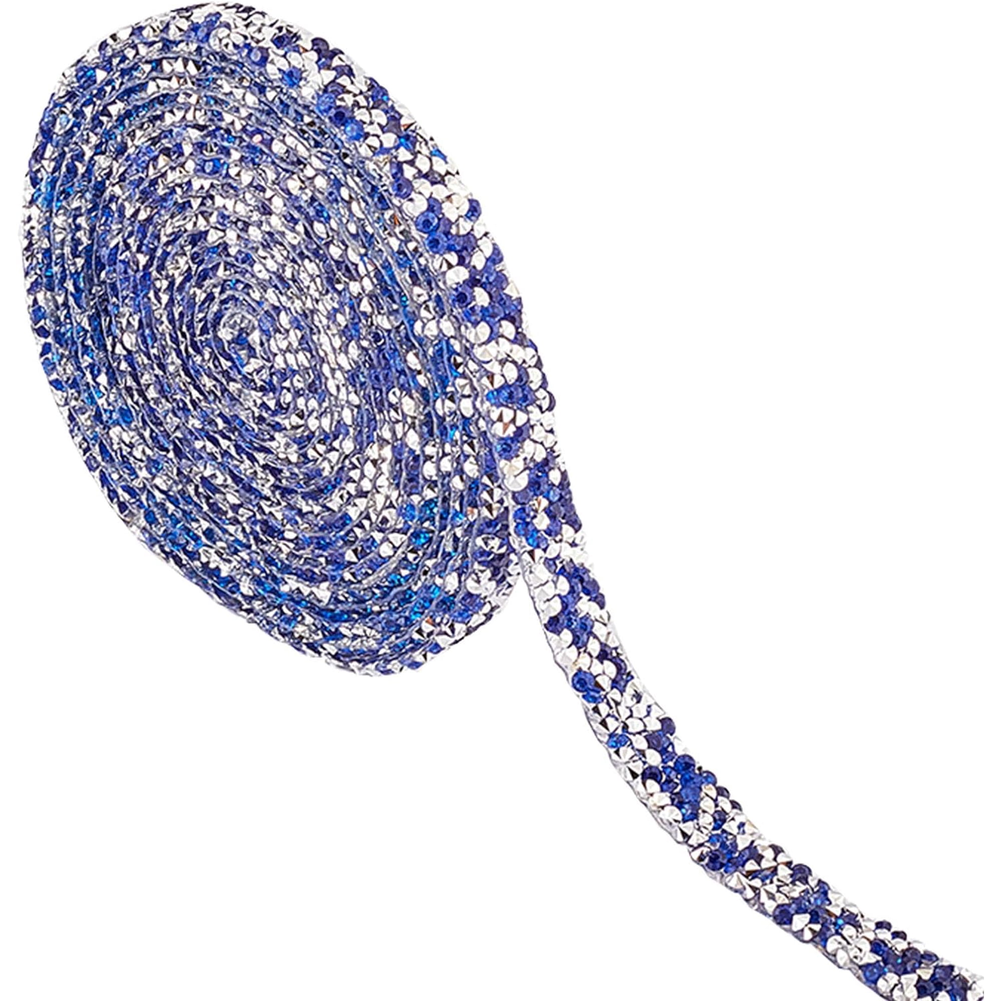 3 Yards Glitter Hotfix Rhinestone(Hot Melt Adhesive On The Back) Costume Accessories Sapphire 10mm for Craft Accessories