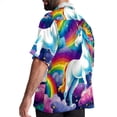 thumbnail image 3 of Robot Unicorn Attack Men's Short Sleeve Hawaiian Print Button Down Beach Shirt, 3 of 6