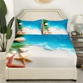 thumbnail image 3 of Erosebridal Coastal Marine Full Sheet Sets, Kawaii Seashell Bedding Full Size, Cartoon Beach Decor, 3 of 7