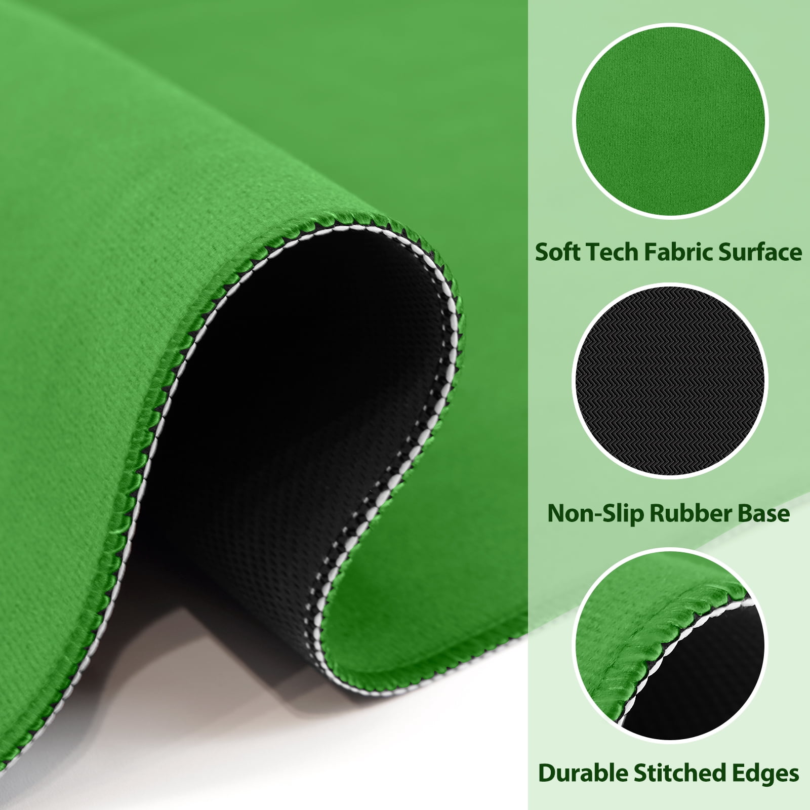 Noise Reducing Anti-Slip Table Cover Pad | Portable Game Mat for Mahjong, Poker, Cards, Dominoes with Carry Bag (Green)