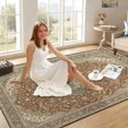 thumbnail image 5 of 5x7 Washable Area Rug Non-Slip Low Profile Vintage Distressed Oriental Rug for Living Room, Bedroom, Dining Room, Office, Brown, 5 of 13