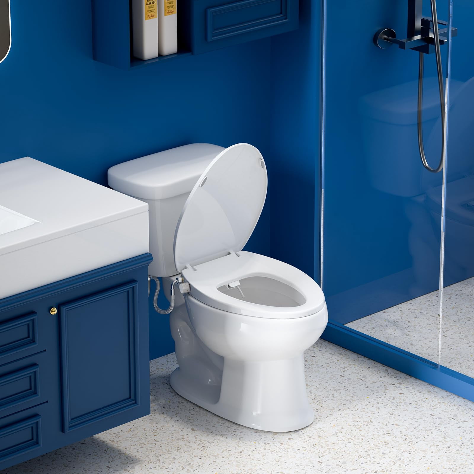 Elongated Bidet Toilet Seat - Non-electric  Slow-close Lid Adjustable Water Self-cleaning Dual Nozzles For Frontal & Rear Wash Hygienic Fresh With Brass Inlet (elongated)