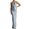 thumbnail image 2 of Robe Élégante d'Été en Satin pour Femme, Dos Nu, Sans Manches, Col Bénitier, Robe Longue Formelle de Soirée L, 2 of 9