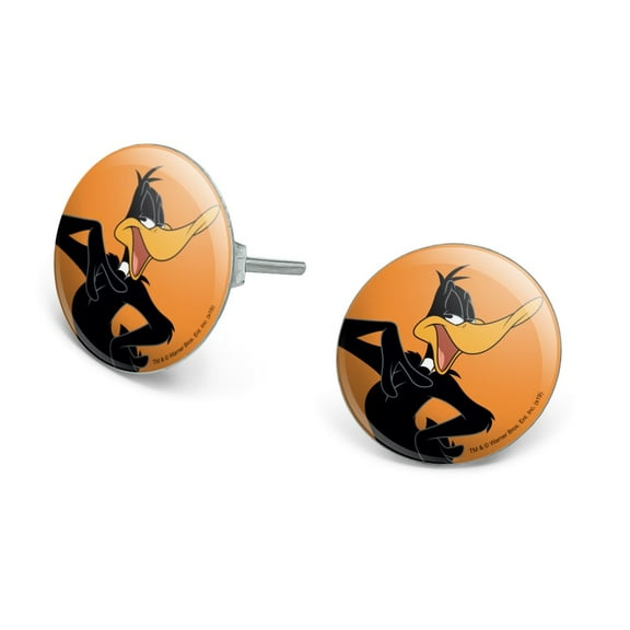 Looney Tunes Daffy Duck Novelty Silver Plated Stud Earrings