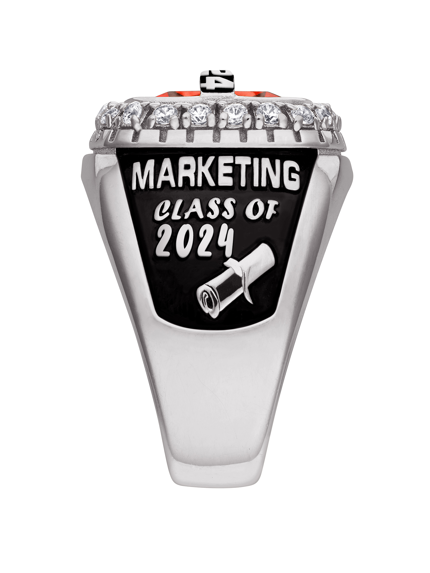 Order Now for Graduation, Freestyle Sterling Silver CZ Encrusted Top Class Ring, Personalized, High School or College - image 4 of 8