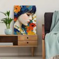 thumbnail image 5 of Abstract Floral Asian Woman Canvas Art, Colorful Textured Portrait Print, Unique Modern Living Room Wall Decor, 5 of 8