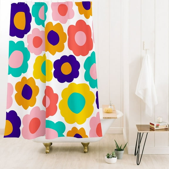 Society6 June Journal Flowers Pop Shower Curtain 71" x 74"