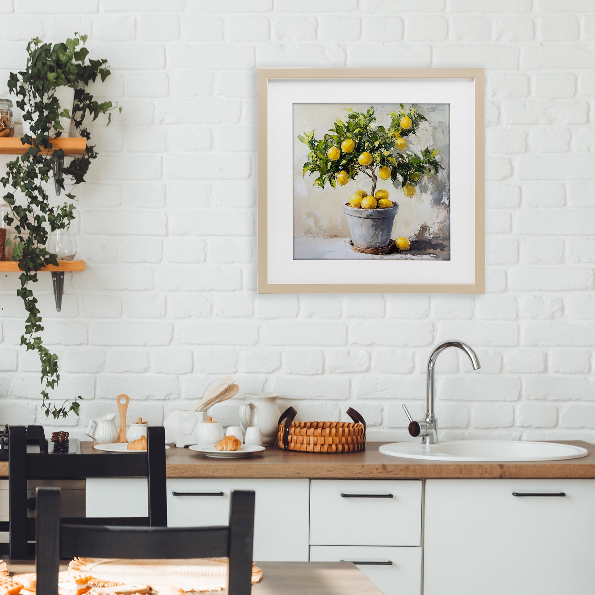 Stupell Industries Falling Lemon Tree Birch Framed Print Under Glass, design by Tina LeCour