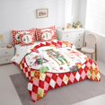 thumbnail image 3 of Feelyou Cute Nutcracker Bedding Comforter Set 7pcs, Happy Christmas Queen Bedding Sets, Winter Gold Sonwflake Reversible Queen Sheet Sets, Ultra Soft Home Decor, 3 of 7
