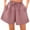 Pink, variant on Stretchy Shorts for Women Loose Pleated Linen Wide Leg Spring/Summer Loose High Waisted Short S-3XL