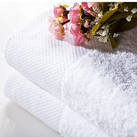 Extra Long White Bath Towels Set-of-Two 35" X 63" Each Super Soft 100% Cotton Soft