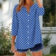 thumbnail image 2 of Annhoo Plus Size Tops for Women V Neck Block Color Print Button Down Tunic 3/4 Sleeve Shirts Trendy Clothes, 2 of 5