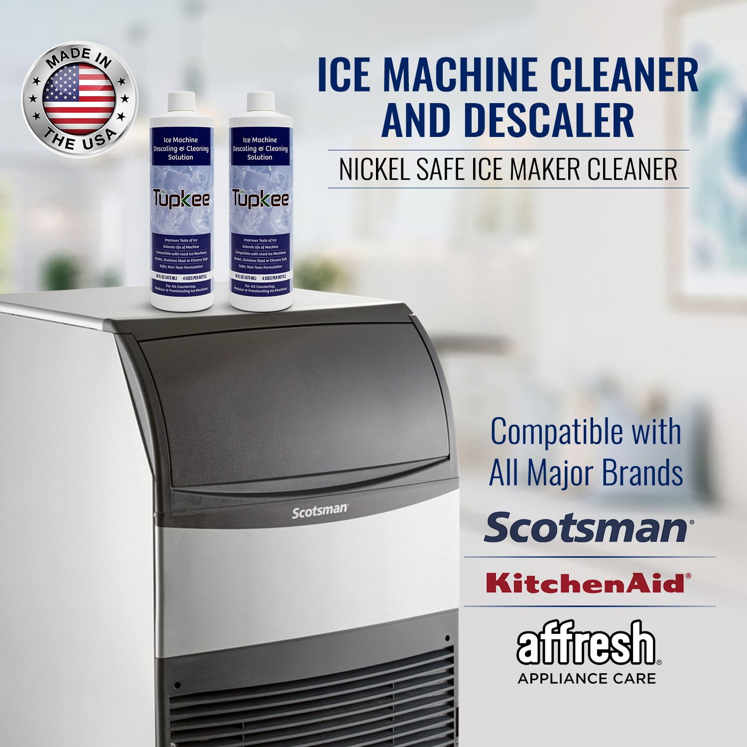 Tupkee Ice Machine Cleaner Nickel Safe - 16oz Ice Maker Cleaner, Universal for Affresh, Whirlpool 4396808, Manitowoc, KitchenAid, Scotsman Ice Machine