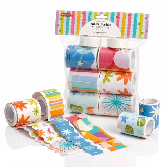Incraftables Bulletin Board Borders 6 Rolls (120ft). Scalloped Border for for DIY Decor & Classroom