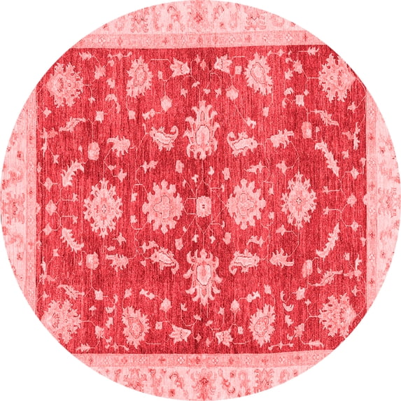 Ahgly Company Machine Washable Indoor Round Oriental Red Traditional Area Rugs, 3' Round