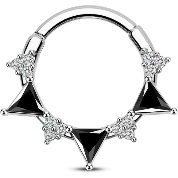 shiyou-Septum Rings 316L Stainless Steel Septum Piercing Jewelry Black CZ Septum Jewelry for Women Clear CZ Daith Piercing Jewelry Daith Earrings