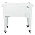 thumbnail image 3 of Permasteel 80-Qt Classic Outdoor Steel Patio Cooler on Wheels, Beverage Rolling Cart, White, 3 of 10