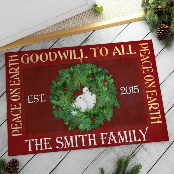 Personalized Peace On Earth Doormat