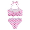 thumbnail image 4 of Alvivi Girls Two Piece Swimsuit Halter Crop Tank Top with Bottoms Summer Seaside Swimwear Pink 5-6, 4 of 7