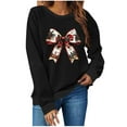 thumbnail image 2 of Ounisa Christmas Sweatshirt for Women Crewneck Christmas Bow Graphic Long Sleeve Shirt Xmas Holiday Party Pullover Sweater Tops, 2 of 4