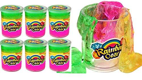 JA-RU Rainbow Putty Slime Kit Neon Glitter Colors (6 Units) Unicorn Party Girls Game. Slime Squishy and Stretchy. Arts and Crafts for Girls Party Favor Toy Supplies | Item #4634-6p