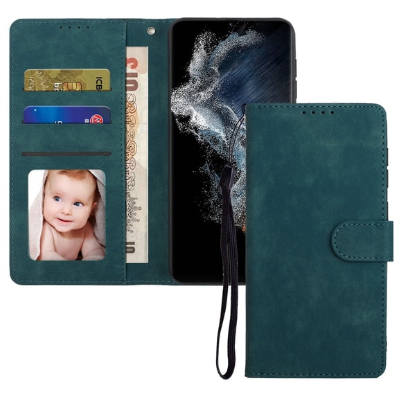 TECH CIRCLE for Samsung Galaxy S23 Wallet Case Cover, Slim Fit PU Leather Magnetic Flip Stand ID Credit Card Slots Holder Folio Shockproof Protective Case For Galaxy S23 6.1 inch 2023,Green