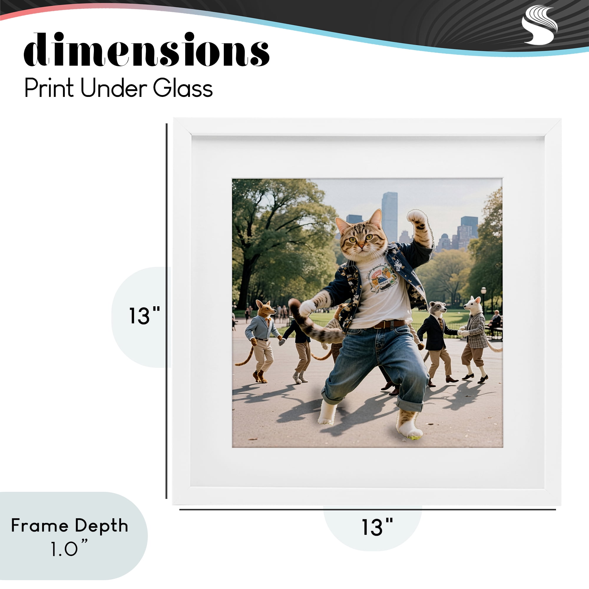 Stupell Industries Stylish Cat Dancing in Park White Framed Print Under Glass, design by CAD Designs
