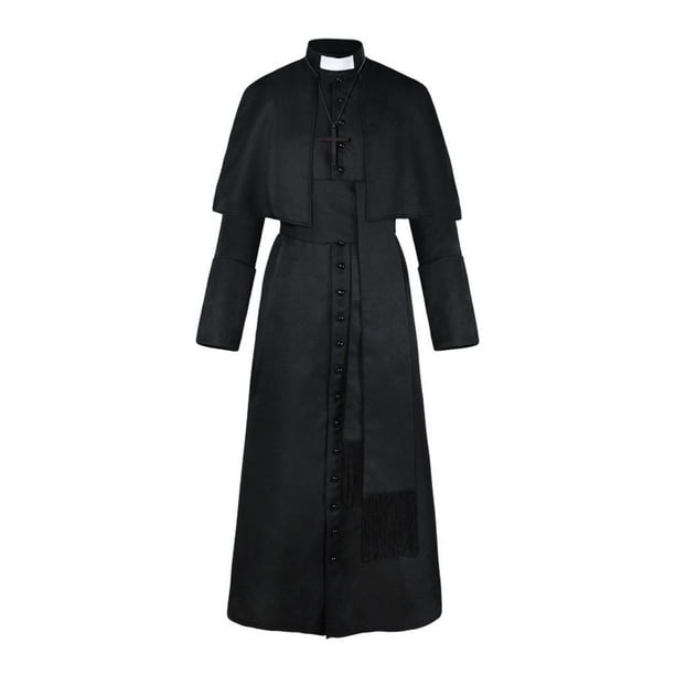 Ropa de cosplay de sacerdote de color sólido Ropa de cosplay retro medieval de sacerdote de Halloween