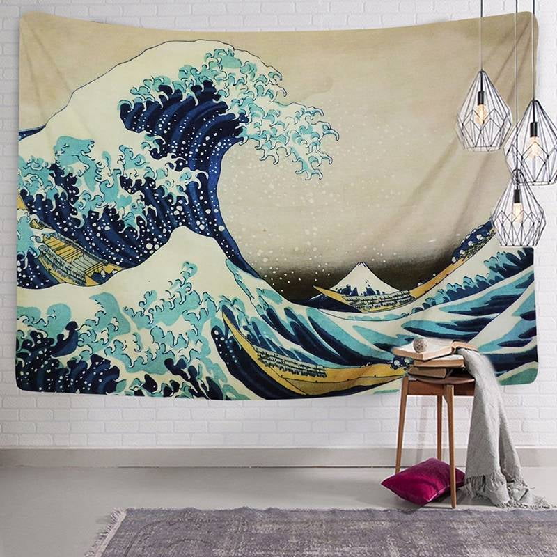 1 PC Wave Tapestry Wall Art Hanging Bedspread Throw Cover Home Decoration Gift 