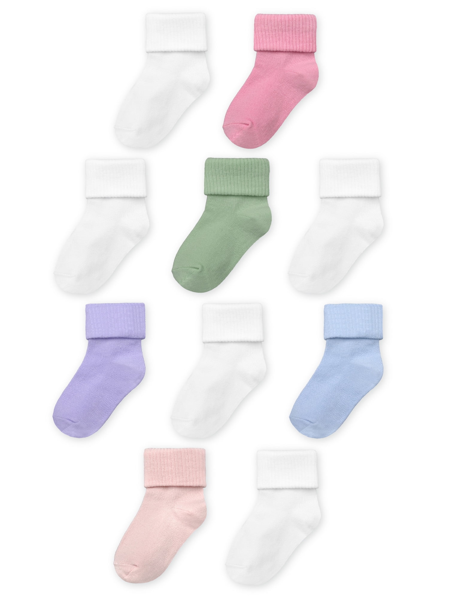 Wonder Nation Infant Girls Bobby Socks, 10-Pack, Size 3T-5T