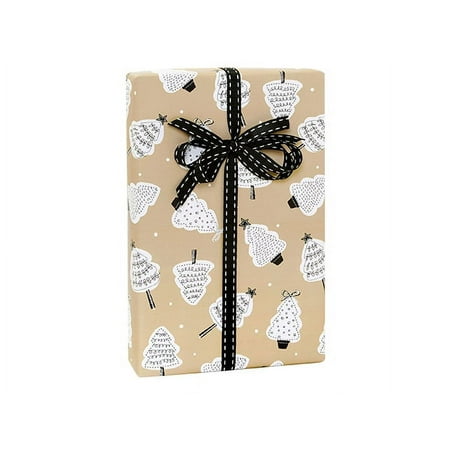 Pack of 1, Scribble Trees Kraft Wrapping Paper 24"x85' Cutter Roll for Celebration, Party, Holiday, Birthday and Events, Made in USA