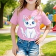 thumbnail image 2 of BOOMNY Toddler Girls Short Sleeve T Shirts Cute Cat Graphic T-Shirts Loose Tee Tops, Sizes 1-2 Years, 2 of 4