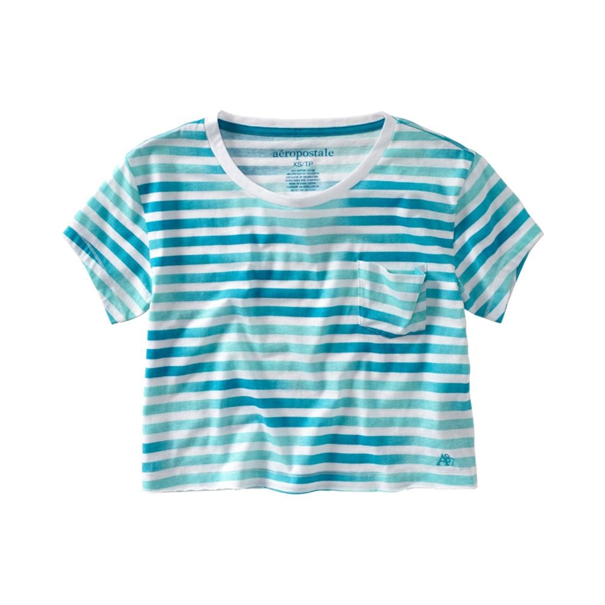 Aeropostale Aeropostale Womens Stripe Cropped Pocket Graphic TShirt