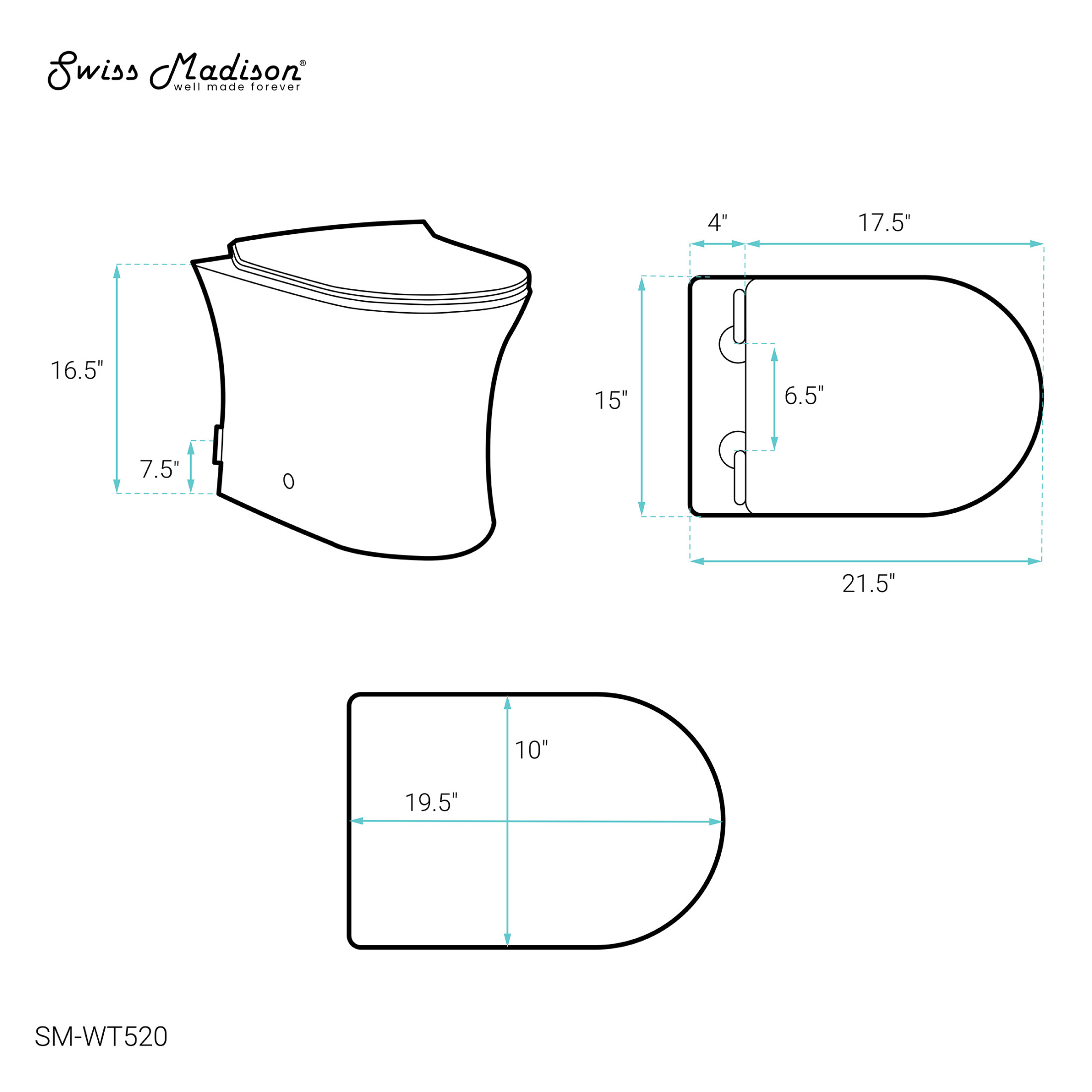Cascade Back-to-Wall Elongated Toilet Bowl