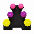 thumbnail image 3 of ENFOURCLASS 2-5lbs or 3-8lbs Dumbbell Set with Storage Rack, Cast Iron + Neoprene Hex Grip for Strength Training, Home & Travel, 3 of 9