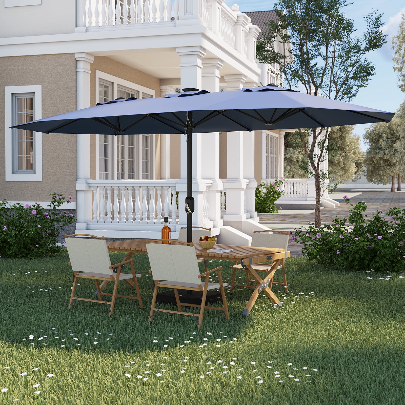 Garvee 15FT Large Rectangle Patio Umbrella with Base Double-Sided Oversized Outdoor Shade