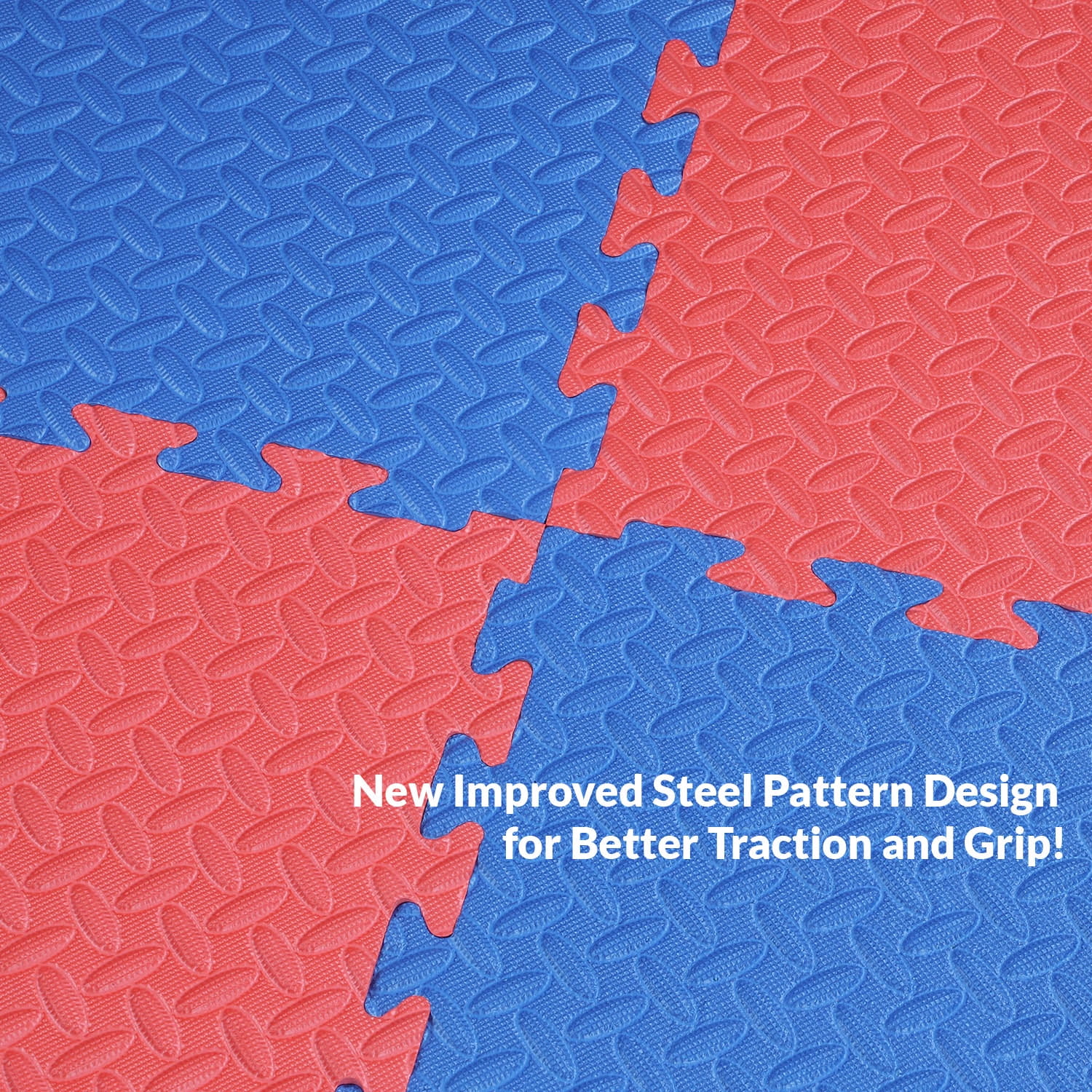 Xspec  1" Extra Thick Reversible EVA Foam Gym Mats 12 pcs 48 Sq Ft, Blue & Red