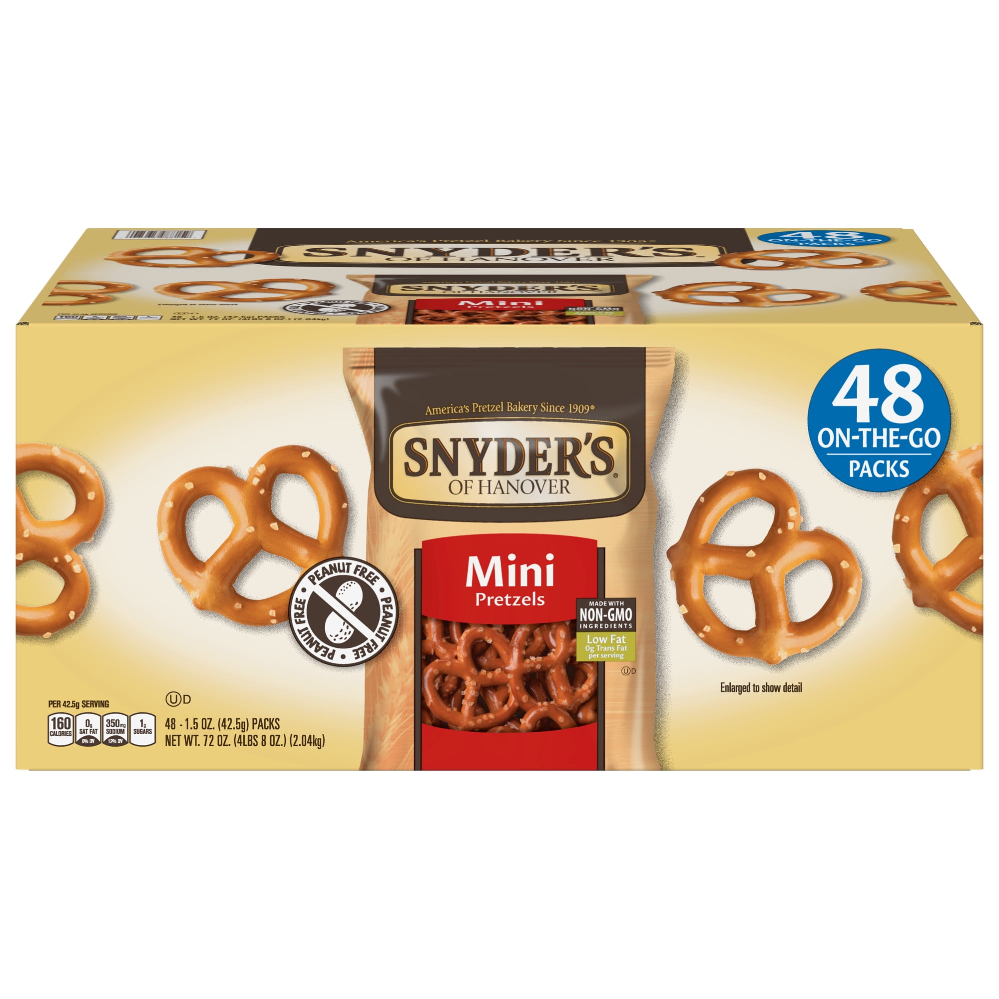 Snyder's of Hanover Mini Pretzels, Individual Packs, 1.5 oz, 48 Ct