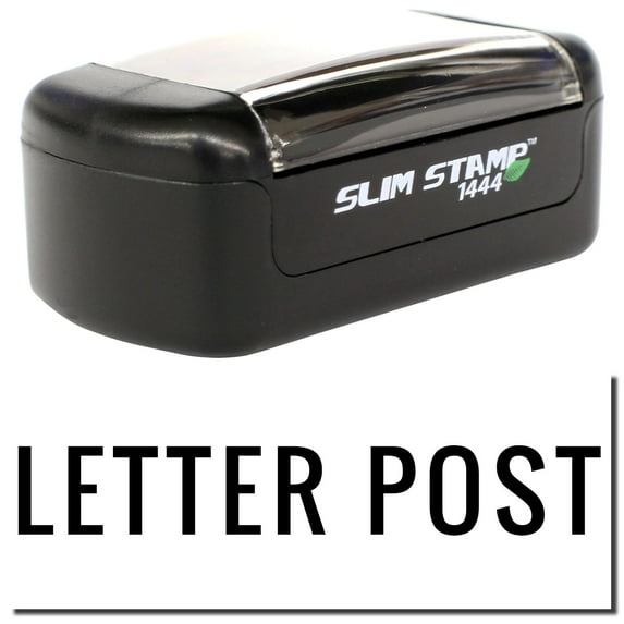 Slim Pre-Inked Letter Post Stamp, Slim 1444, Ultra Slim Design, Impression Size 1/2" by 1-3/4", Up to 25,000 Impressions - Black Ink