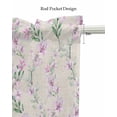 thumbnail image 5 of Pink Flower Linen Curtain Valance for Bedroom/Bathroom/Kitchen/Office/Living/Dining Room Windows, Sage Green Leaves Farmhouse Botanical Herb Rod Pocket Topper Decorative Cafe Drapes Panel 42"x18", 5 of 6