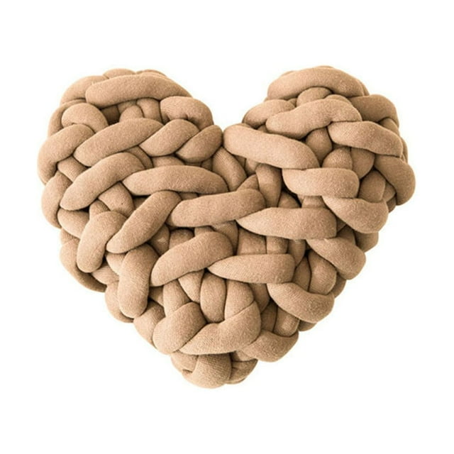 Handmade Weave Knot Cushion Heart Shaped Macaron Color Cushion Decor Home Home Heart Shaped Cushion Handmade Weave Knot Cushion Heart Shaped Macaron Color Cushion Decor Khaki