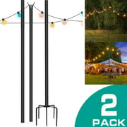 Docred 2/4PACK Outdoor String Light Poles, 9FT Steel Powder Coated Sun Shade Post, Dia 25mm Shade Sail Support Pole for Shade Sail Canopy
